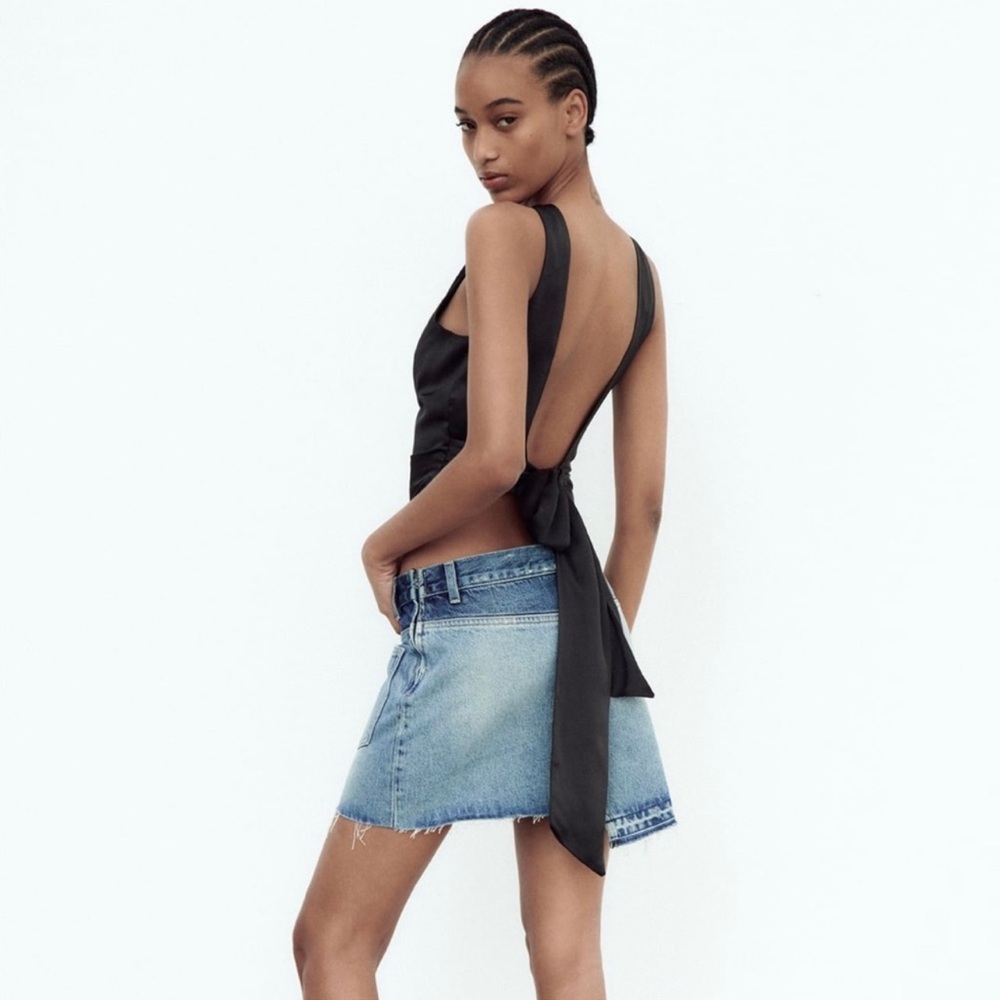 ZARA Open Back Satin Effect Top